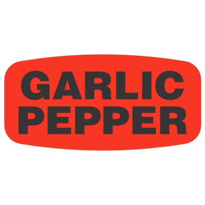 Label - Garlic Pepper Black On Red Short Oval 1000/Roll