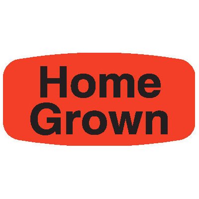 Label - Home Grown Black On Red Short Oval 1000/Roll