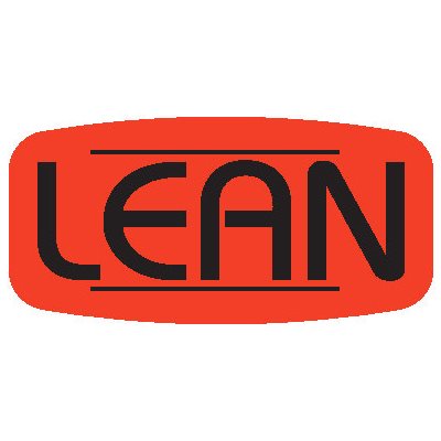 Label - Lean Black On Red Short Oval 1000/Roll