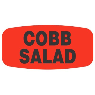 Label - Cobb Salad Black On Red Short Oval 1000/Roll