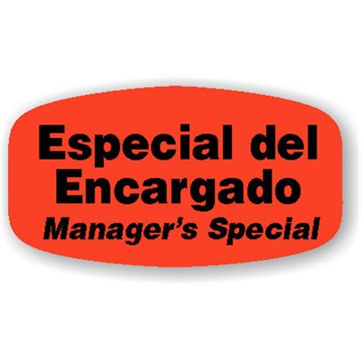 Label - Especial Del Encargado Black On Red Short Oval 1000/Roll