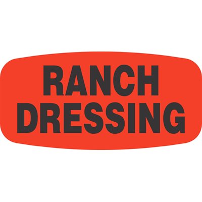 Label - Ranch Dressing Black On Red Short Oval 1000/Roll