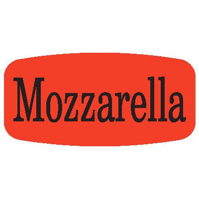 Label - Mozzarella Black On Red Short Oval 1000/Roll