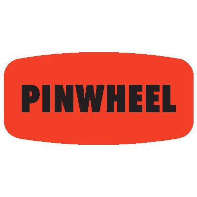 Label - Pin Wheel Black On Red Short Oval 1000/Roll