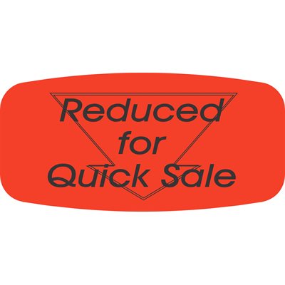 Label - Reduced For Quick Sale Black On Red Short Oval 1000/Roll