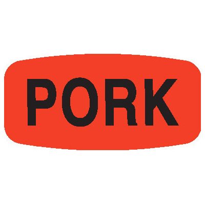 Label - Pork Black On Red Short Oval 1000/Roll