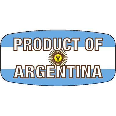 Label - Product Of Argentina Yellow/Brown/Blue On White Short Oval 1000/Roll