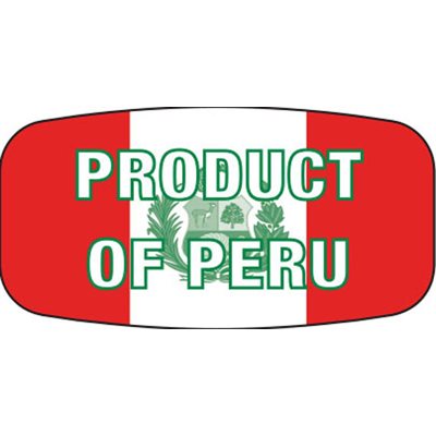 Label - Product Of Peru Red/Green On White Short Oval 1000/Roll