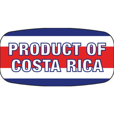 Label - Product Of Costa Rica Red/Blue On White Short Oval 1000/Roll