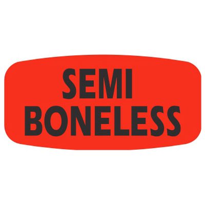 Label - Semi Boneless Black On Red Short Oval 1000/Roll