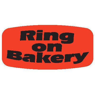 Label - Ring On Bakery Black On Red Short Oval 1000/Roll