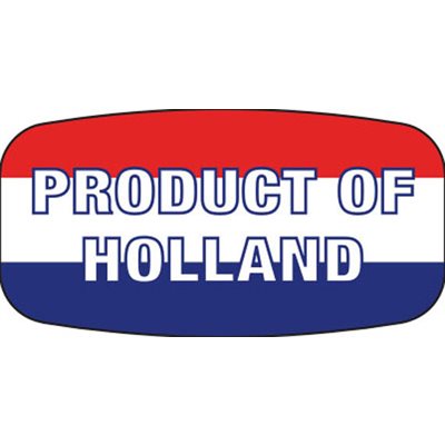 Label - Product Of Holland Red/Blue On White Short Oval 1000/Roll