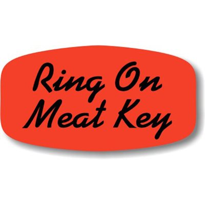 Label - Ring On Meat Key Black On Red Short Oval 1000/Roll