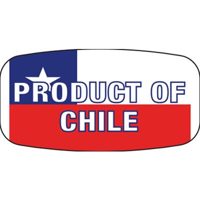 Label - Product Of Chile Red/Blue On White Short Oval 1000/Roll