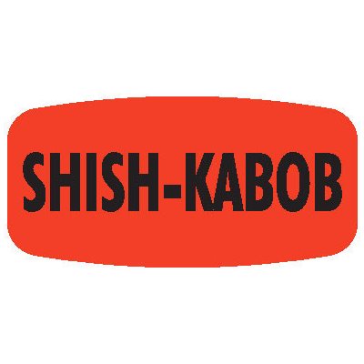 Label - Shish Kabob Black On Red Short Oval 1000/Roll