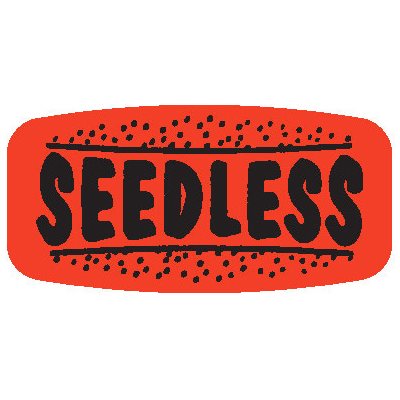 Label - Seedless Black On Red Short Oval 1000/Roll