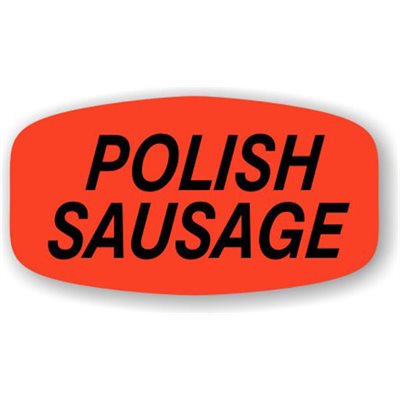 Label - Polish Sausage Black On Red Short Oval 1000/Roll