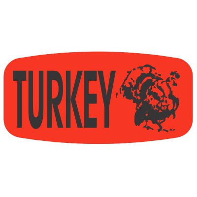 Label - Turkey Black On Red Short Oval 1000/Roll