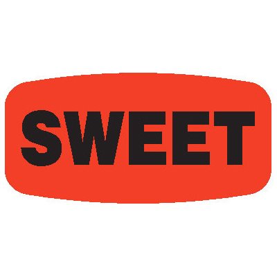 Label - Sweet Black On Red Short Oval 1000/Roll