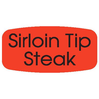 Label - Sirloin Tip Steak Black On Red Short Oval 1000/Roll