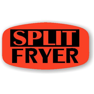 Label - Split Fryer Black On Red Short Oval 1000/Roll
