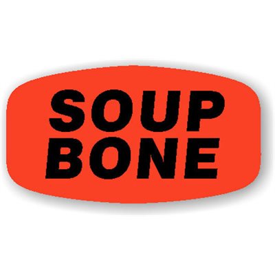 Label - Soup Bone Black On Red Short Oval 1000/Roll