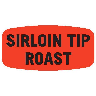 Label - Sirloin Tip Roast Black On Red Short Oval 1000/Roll