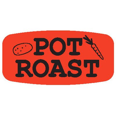 Label - Pot Roast Black On Red Short Oval 1000/Roll