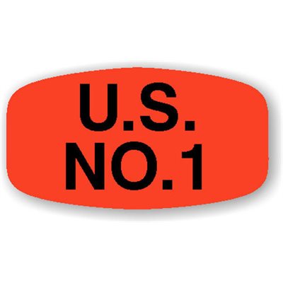 Label - U.S. No. 1 Black On Red Short Oval 1000/Roll