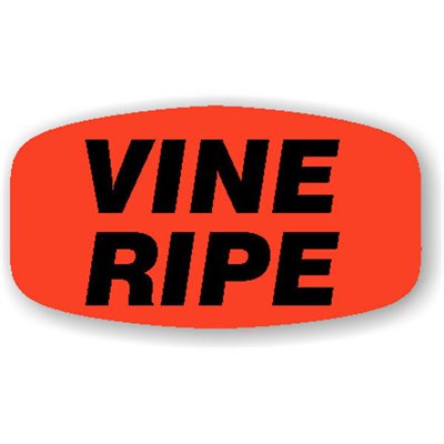 Label - Vine Ripe Black On Red Short Oval 1000/Roll