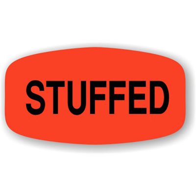 Label - Stuffed Black On Red Short Oval 1000/Roll