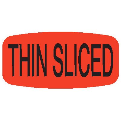 Label - Thin Sliced Black On Red Short Oval 1000/Roll