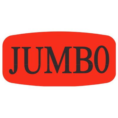 Label - Jumbo Black On Red Short Oval 1000/Roll