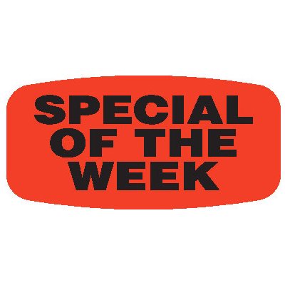 Label - Special Of The Week Black On Red Short Oval 1000/Roll