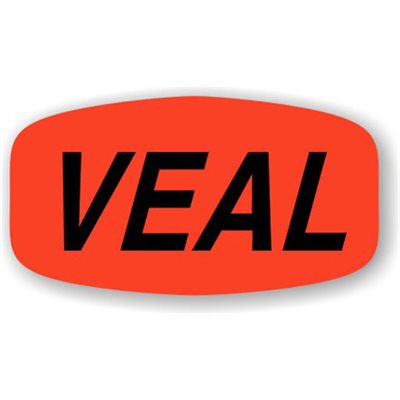 Label - Veal Black On Red Short Oval 1000/Roll
