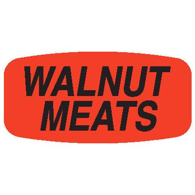 Label - Walnut Meats Black On Red Short Oval 1000/Roll