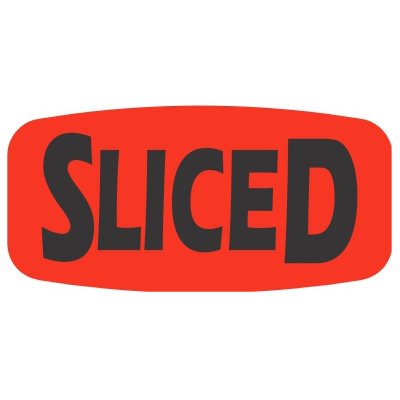 Label - Sliced Black On Red Short Oval 1000/Roll