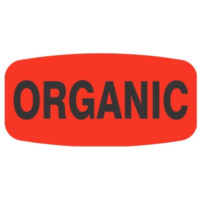 Label - Organic Black On Red Short Oval 1000/Roll