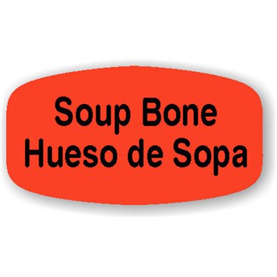 Label - Soup Bone/Hueso De Sopa Black On Red Short Oval 1000/Roll