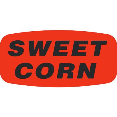 Label - Sweet Corn Black On Red Short Oval 1000/Roll