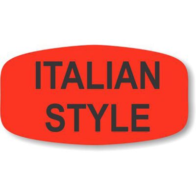 Label - Italian Style Black On Red Short Oval 1000/Roll