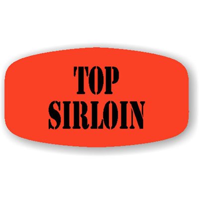 Label - Top Sirloin Black On Red Short Oval 1000/Roll