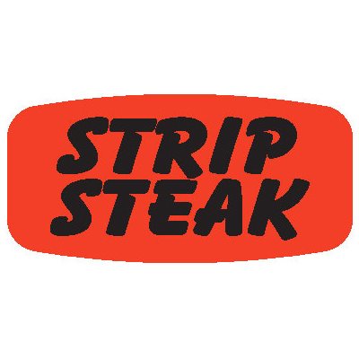 Label - Strip Steak Black On Red Short Oval 1000/Roll