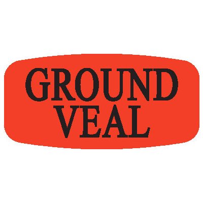 Label - Ground Veal Black On Red Short Oval 1000/Roll