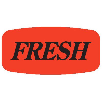 Label - Fresh Black On Red Short Oval 1000/Roll