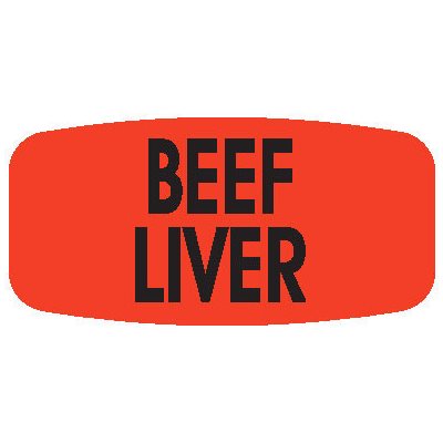 Label - Beef Liver Black On Red Short Oval 1000/Roll