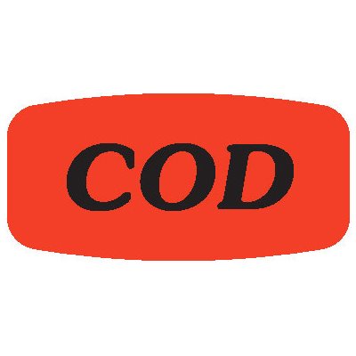 Label - COD Black On Red Short Oval 1000/Roll