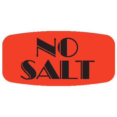 Label - No Salt Black On Red Short Oval 1000/Roll