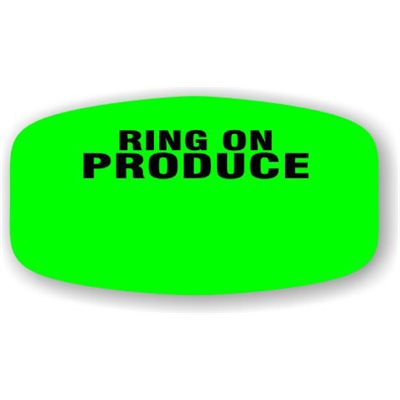 Label - Ring On Produce (write On) Black On Green Short Oval 1000/Roll