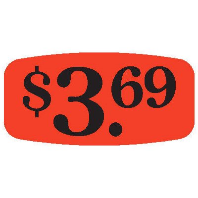 Label - $3.69 Black On Red Short Oval 1000/Roll